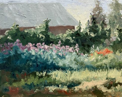 Lance's Garden, 8" x 10", en plein air, $250 Lance's Garden, on the Spot